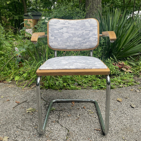 Set of 6 Vintage Cesca Style Chrome & Upholstered Cantilever Dining Chairs