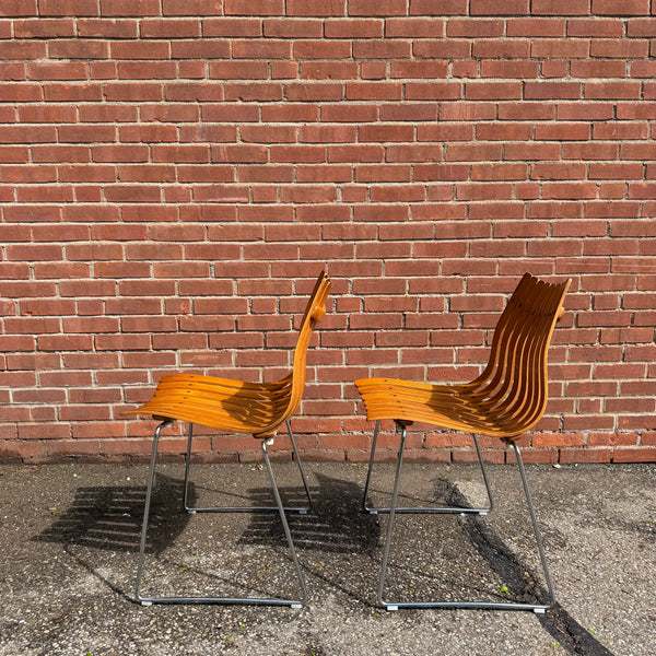 Pair of Hans Brattrud Teak Bentwood “Scandia” Chairs for Hove Mobler