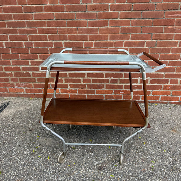 Mid-Century Modern Salton Hotable Automatic Food Warmer and Rolling Bar Cart