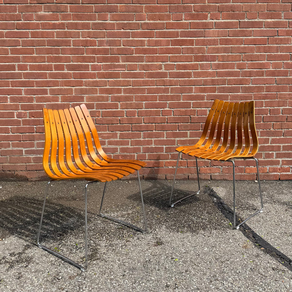 Pair of Hans Brattrud Teak Bentwood “Scandia” Chairs for Hove Mobler