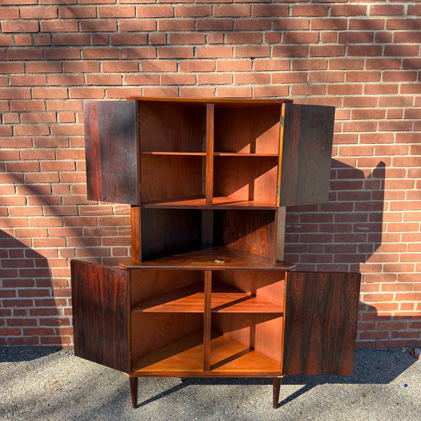 Carlo Jensen Style Danish Modern Rosewood Corner Cabinet