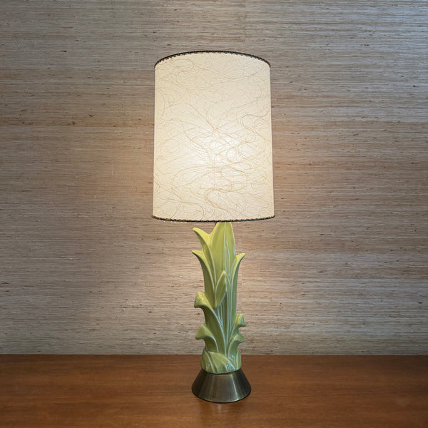 Mid Century Modern Ceramic and Brass 3-way Table Lamp