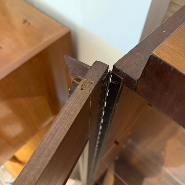 Vintage Tobago Brutalist Mid-Century Modern Walnut Display Cabinet on Custom Legs