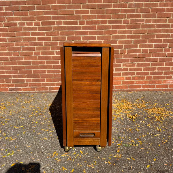 1960s Romanian Mid-Century Modern Walnut Drop-Leaf Hideaway Dining Table & 4 Folding Chairs