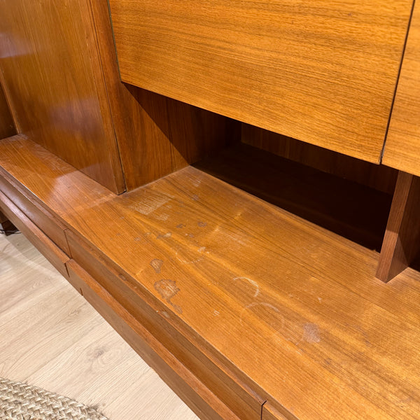 Mid Century Modern Danish-Style Teak Sideboard with Bar