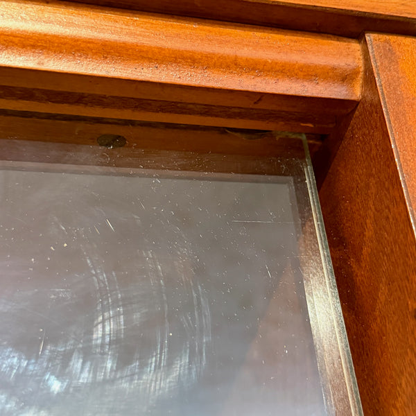 Mid Century Modern Walnut Display Hutch with Sliding Glass Doors