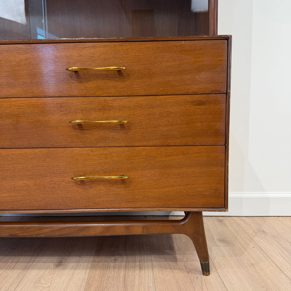 MCM R-Way Mahogany Petite Hutch with Sliding Glass Doors