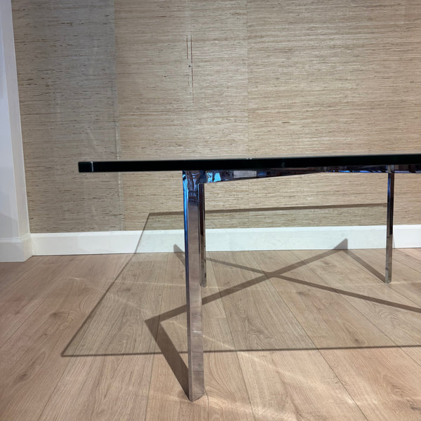 Vintage Mid-Century Modern Barcelona Style Chrome & Glass Coffee Table