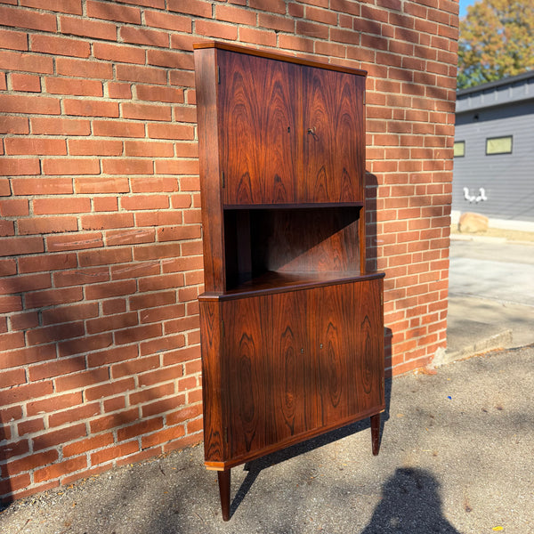 Carlo Jensen Style Danish Modern Rosewood Corner Cabinet