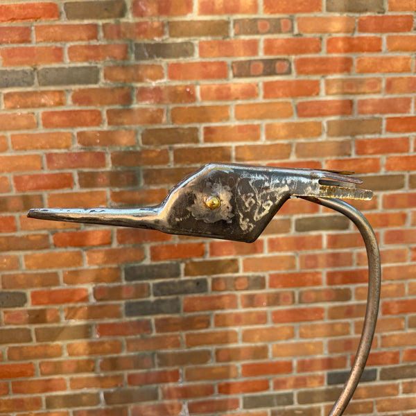 Vintage Handcrafted Metal Crane or Heron Garden Sculpture
