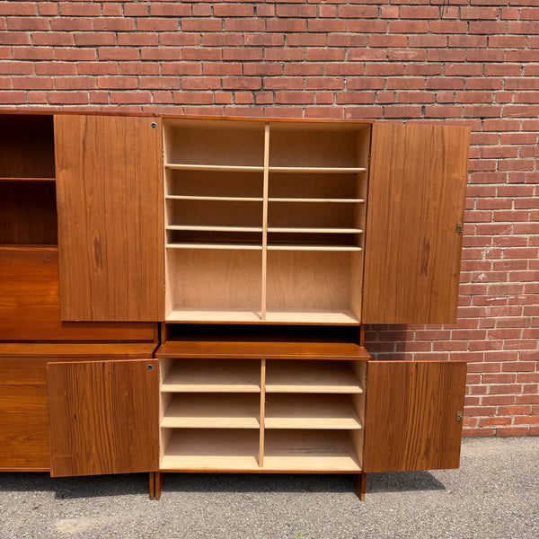 Rare Three-Bay Teak Wall Unit by Hans J. Wegner for Ry Møbler, Denmark