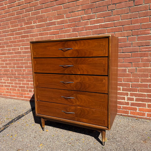 Andre Bus for Lane Acclaim Mid-Century Modern Walnut 5-Drawer Highboy Dresser
