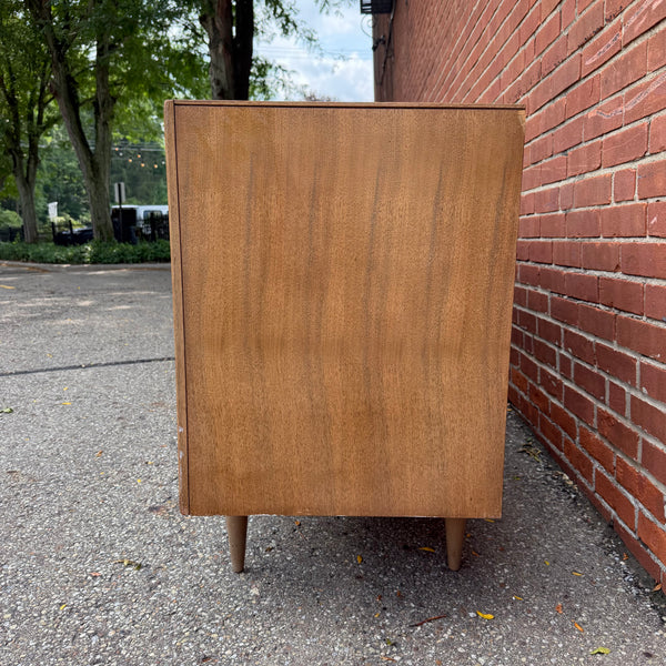 Mid-Century Modern Walnut 9-Drawer Lowboy Dresser with Mirror