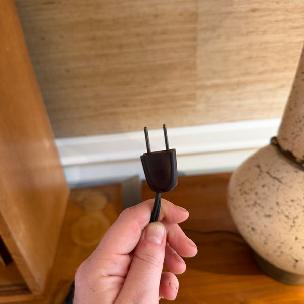 Mid Century Modern Tall Cork and Brass Table Lamp