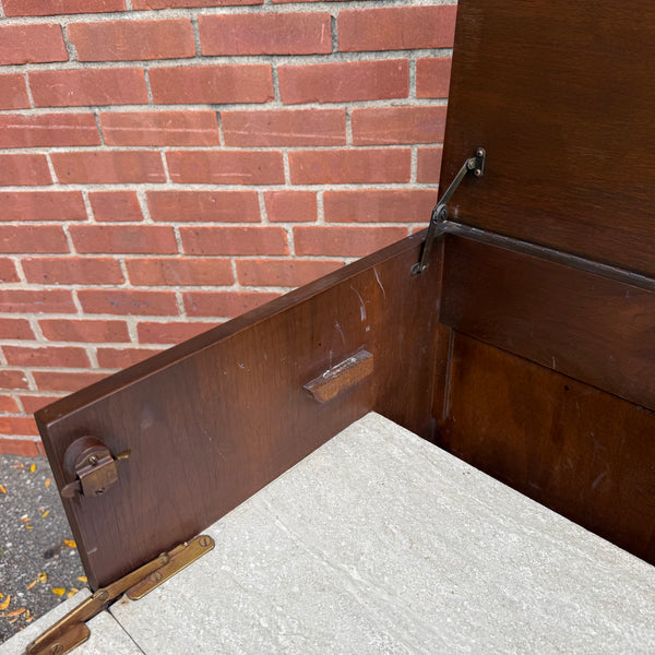 Vintage Mid-Century Modern Walnut Flip-Top Bar & Storage Cabinet on Casters