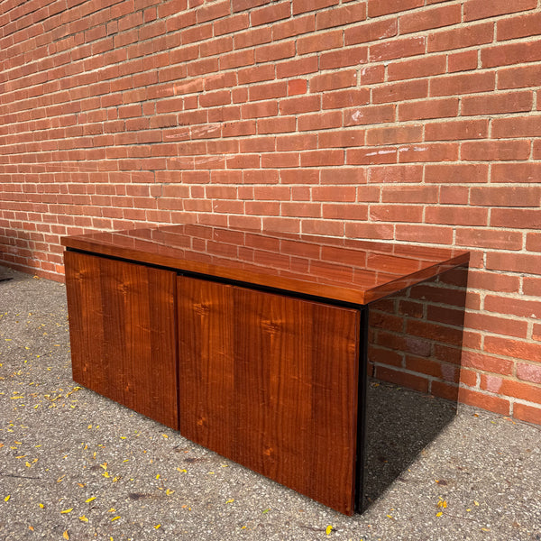 Vintage Henredon Petite Wood & Black Lacquer Media Cabinet