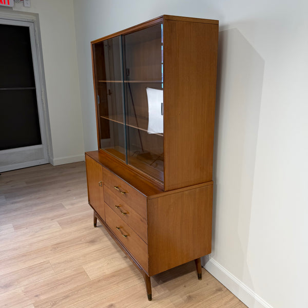 MCM R-Way Mahogany Petite Hutch with Sliding Glass Doors