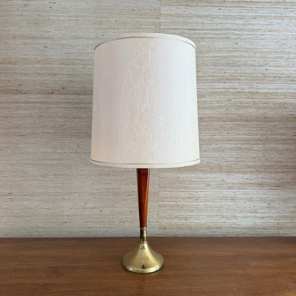 Mid Century Danish Modern Teak and Brass Table Lamp