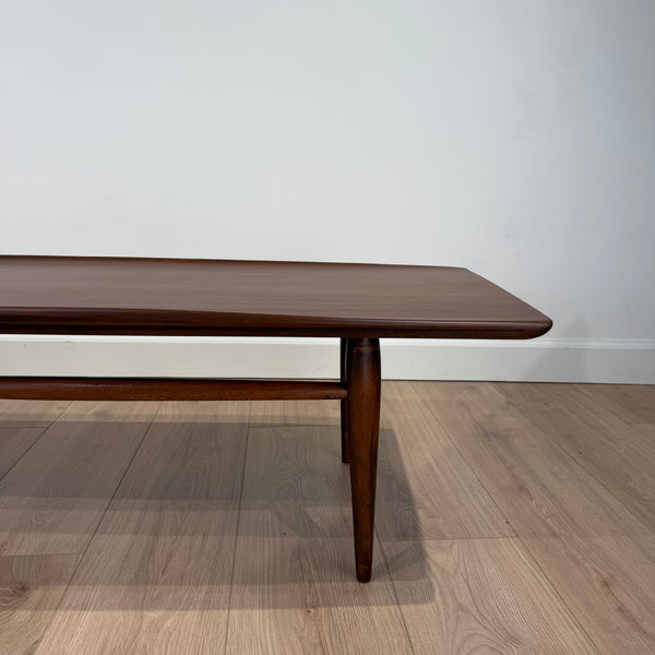 Long Mid-Century Basset Furniture Surfboard Walnut Coffee Table