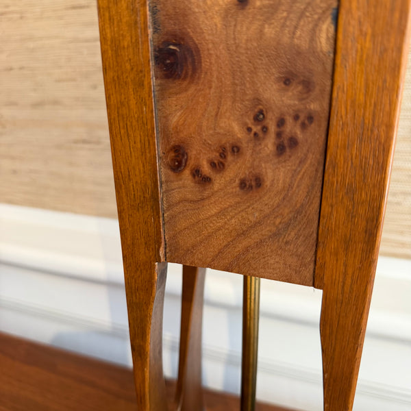 Mid Century Modern Modeline Walnut Enamel and Burlwood Table Lamp