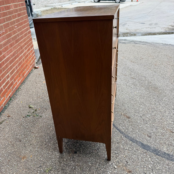Vintage Broyhill Forward Walnut Highboy Dresser
