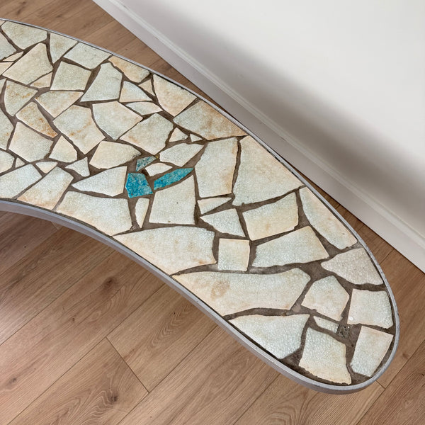 Mid Century Modern Mosaic Tile Kidney Bean Coffee Table