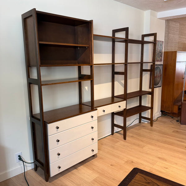 Vintage Mid-Century Modern Modular Freestanding Wall Unit with Desk & Drawers