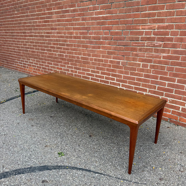Johannes Andersen Teak Danish Modern Coffee Table with Pull-Out Laminate Shelf
