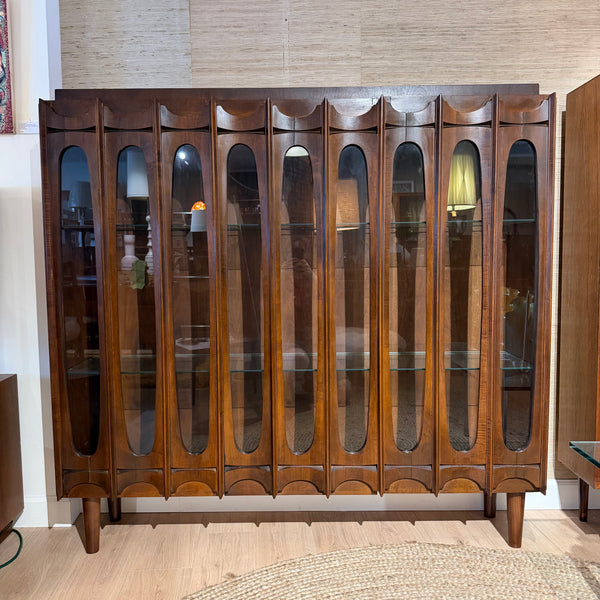 Vintage Tobago Brutalist Mid-Century Modern Walnut Display Cabinet on Custom Legs
