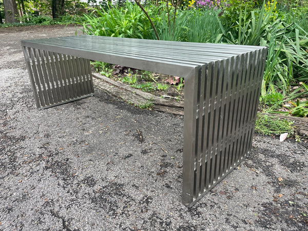 Milo Baughman Style Chrome Slat Bench