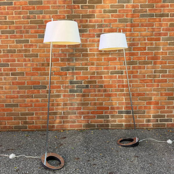 Pair of European Danish Chrome Floor Lamps | Sonneman Style