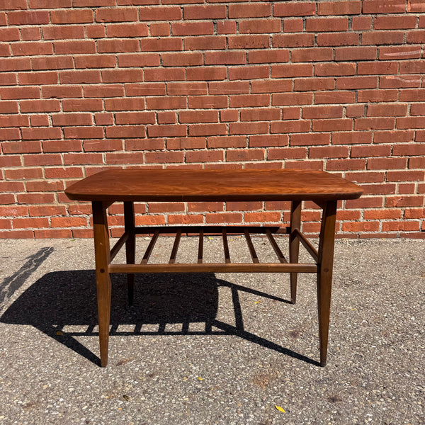 Lane Accent Walnut Mid Century Modern End Table with Magazine Rack