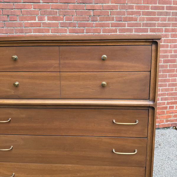 Vintage Broyhill Forward Walnut Highboy Dresser