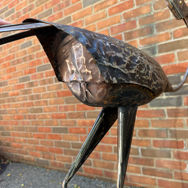 Vintage Handcrafted Metal Crane or Heron Garden Sculpture