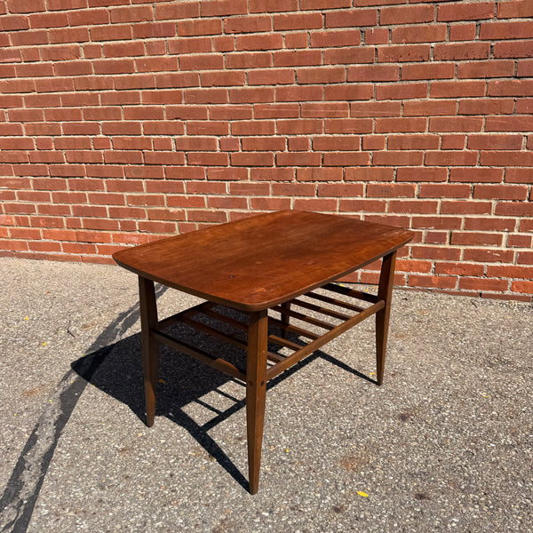 Lane Accent Walnut Mid Century Modern End Table with Magazine Rack