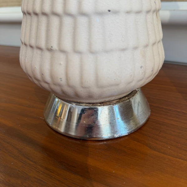 Pair of Mid-Century Modern Ceramic Walnut & Chrome Table Lamps