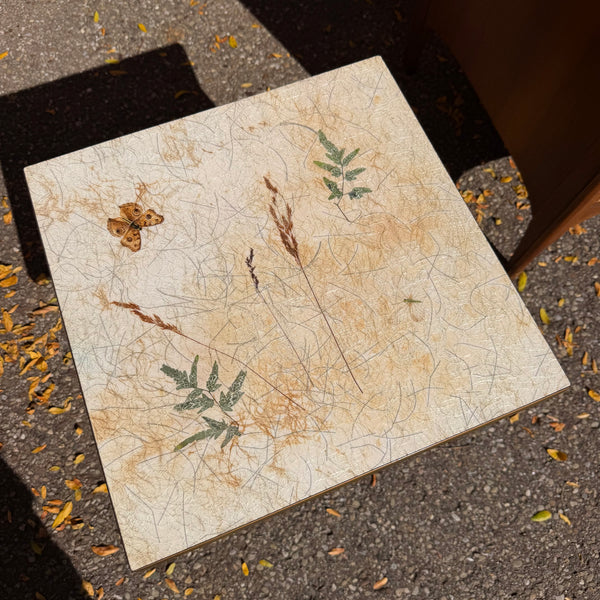 Vintage Mid-Century Modern Botanical Butterfly Laminate Side Table