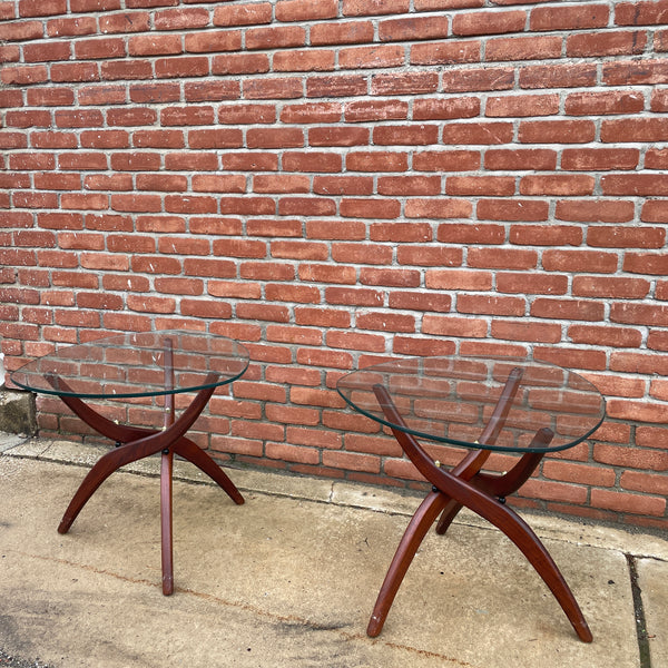 Pair of Forest Wilson Walnut and Glass Side Tables