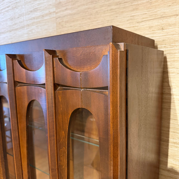 Vintage Tobago Brutalist Mid-Century Modern Walnut Display Cabinet on Custom Legs