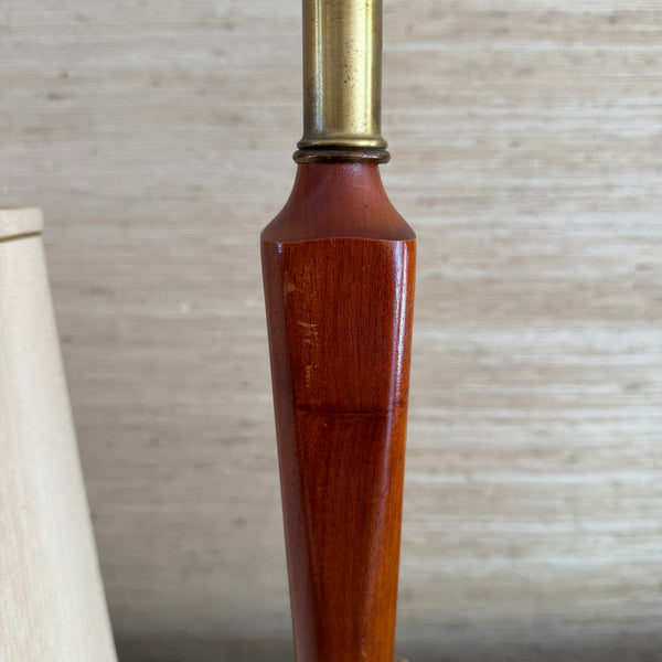 Mid Century Danish Modern Teak and Brass Table Lamp