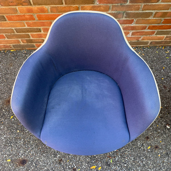 Pair of Vintage Krueger Metal Products Fiberglass Upholstered Shell Armchairs