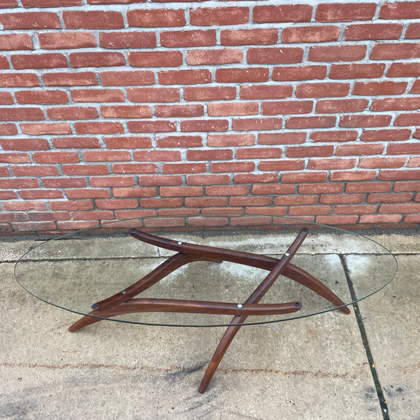 Forest Wilson Sculptural Walnut and Glass Coffee Table