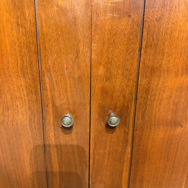 Mid Century Modern Walnut Display Hutch with Sliding Glass Doors