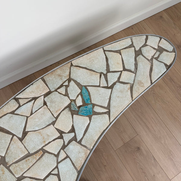 Mid Century Modern Mosaic Tile Kidney Bean Coffee Table