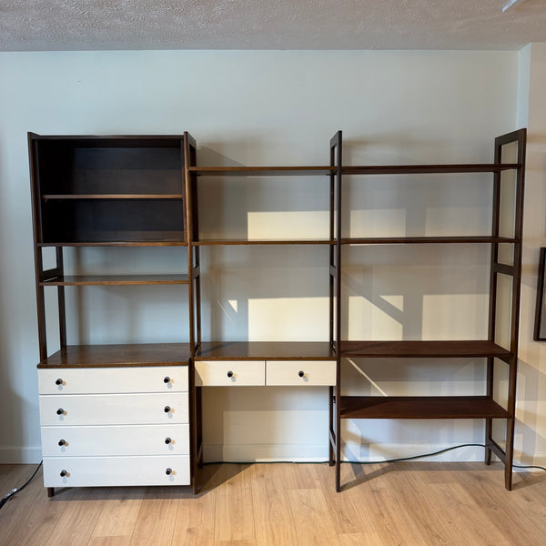 Vintage Mid-Century Modern Modular Freestanding Wall Unit with Desk & Drawers