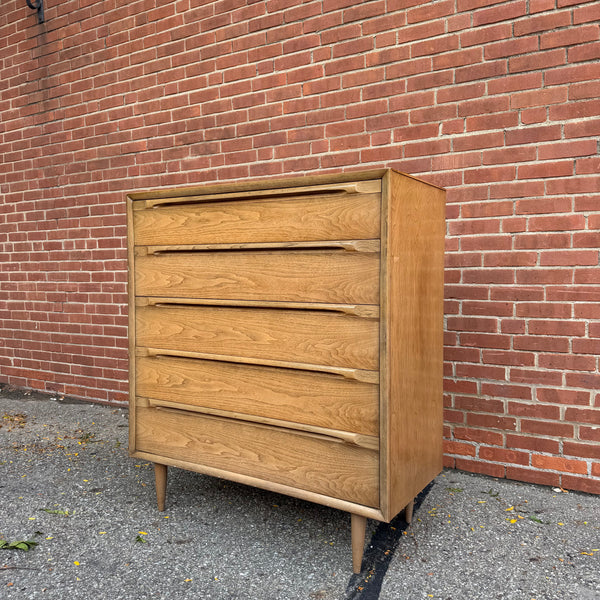 Mid Century Modern Walnut 4-Piece Bedroom Set with Mirror – Dresser, Chest & Nightstands