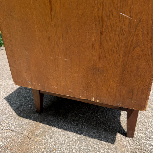 Mid Century Modern Broyhill Brasilia 9 Drawer Walnut Lowboy with Two Mirrors