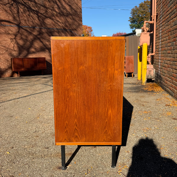 1960s Danish Modern NIPU Teak Tambour Door Storage Cabinet