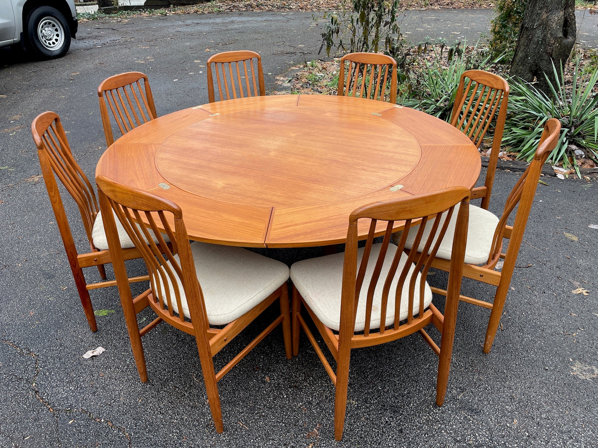 Dyrlund Danish Modern Teak “Flip-Flap ” Expandable Dining Set