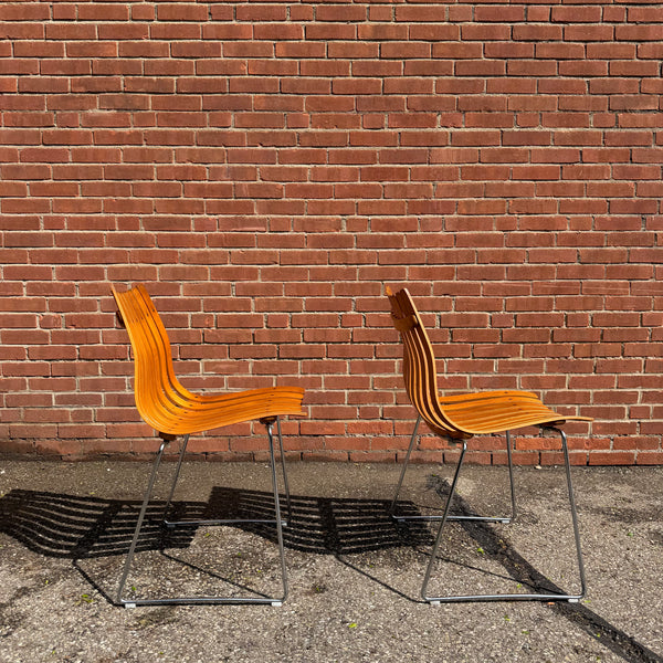 Pair of Hans Brattrud Teak Bentwood “Scandia” Chairs for Hove Mobler